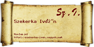 Szekerka Iván névjegykártya